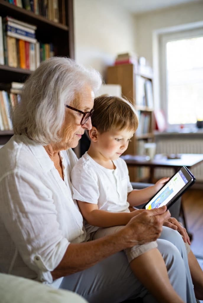 Copil citind o poveste magică personalizată